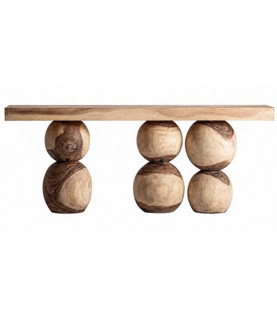 Consola de madera maciza de suar con acabado natural estilo boho