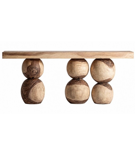 Consola de madera maciza de suar con acabado natural estilo boho
