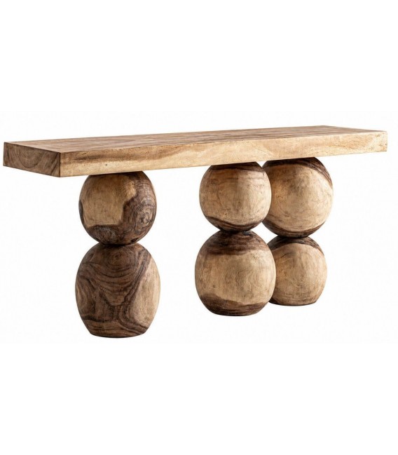 Consola de madera maciza de suar con acabado natural estilo boho 1