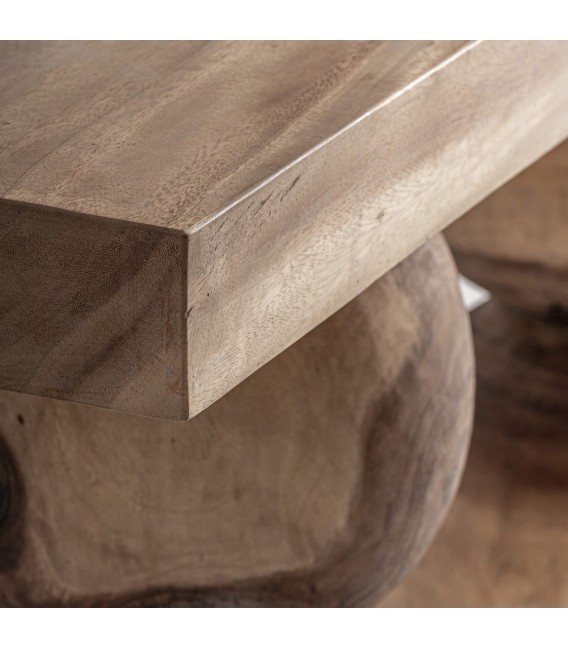 Consola de madera maciza de suar con acabado natural estilo boho 2