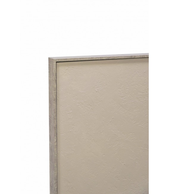 Cuadro abstracto XXL sobre lienzo beige con relieve textil blanco 4