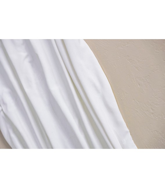 Cuadro abstracto XXL sobre lienzo beige con relieve textil blanco 3