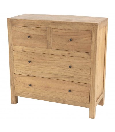 Cómoda de madera maciza de mindi con acabado natural claro boho