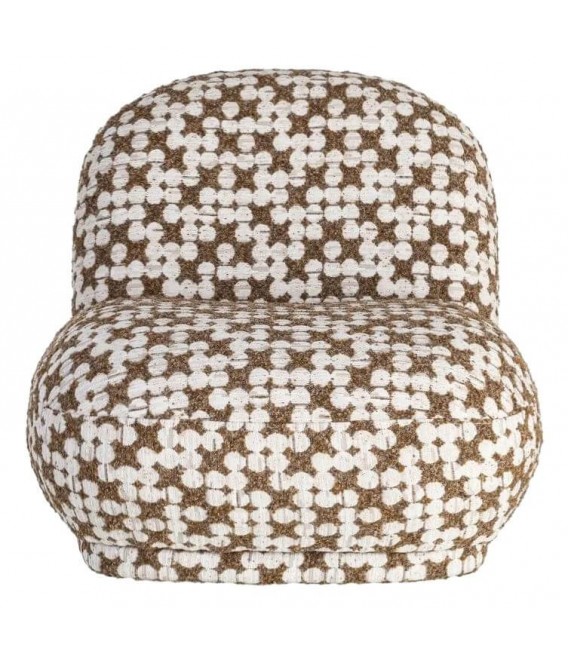 Butaca chenilla estampado geométrico marrón y blanco estilo chic 1