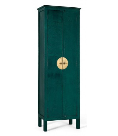 Armario madera mango verde craquelé estilo oriental dos puertas