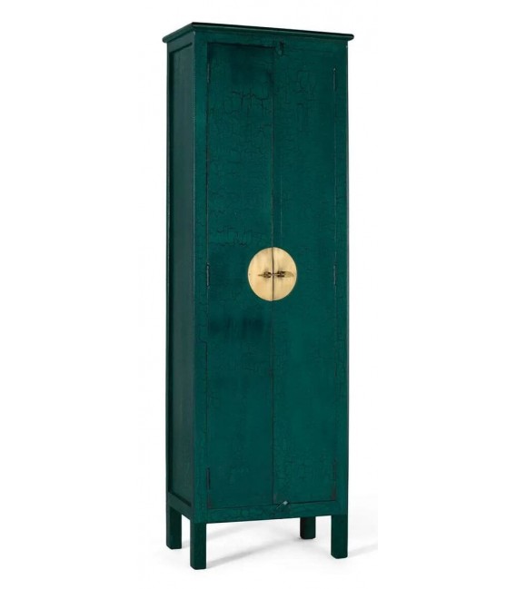 Armario madera mango verde craquelé estilo oriental dos puertas