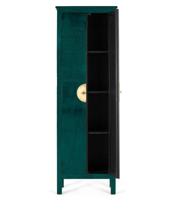Armario madera mango verde craquelé estilo oriental dos puertas 3
