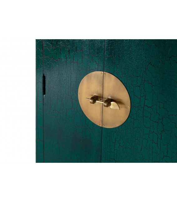 Armario madera mango verde craquelé estilo oriental dos puertas 4