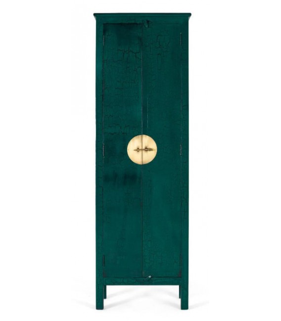 Armario madera mango verde craquelé estilo oriental dos puertas 2