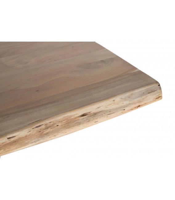 Mesa comedor de acacia maciza con acabado natural y metal negro 4