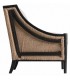Butaca de lino beige y madera maciza negra contemporánea 3