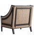 Butaca de lino beige y madera maciza negra contemporánea 4