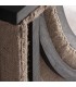Butaca de lino beige y madera maciza negra contemporánea 5