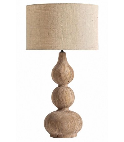 Lámpara XL de mango macizo con pantalla de yute beige boho