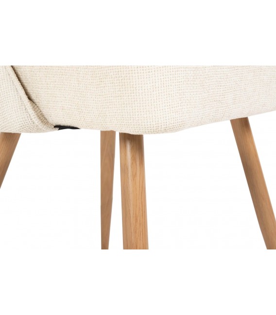 Set 2 sillas tapizadas blanco roto patas efecto madera natural 5