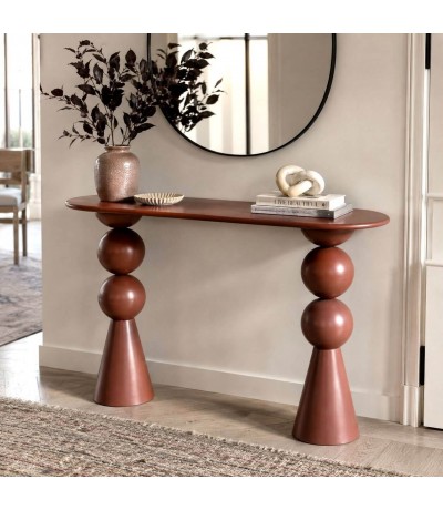 Consola de entrada metálica grande lacada en burdeos de estilo chic  Mdmhogar