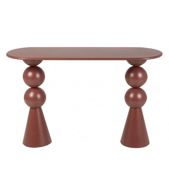 Consola de entrada metálica grande lacada en burdeos de estilo chic  1