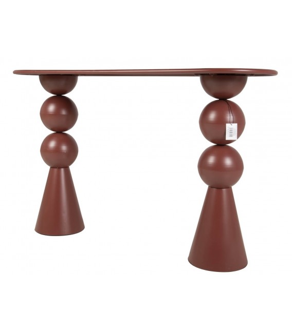 Consola de entrada metálica grande lacada en burdeos de estilo chic  2