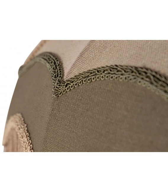 Lámpara de techo de lino beige y verde con flecos 2