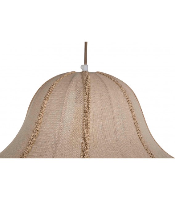 Lámpara de techo de lino beige y verde con flecos 1