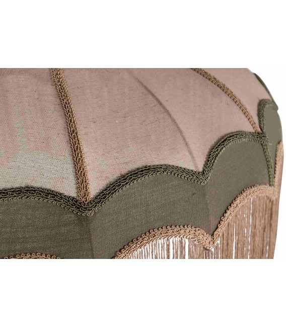 Lámpara de techo de lino beige y verde con flecos 3