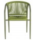 Set 2 sillones exterior apilables verdes de metal y cuerda 1
