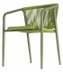 Set 2 sillones exterior apilables verdes de metal y cuerda 3