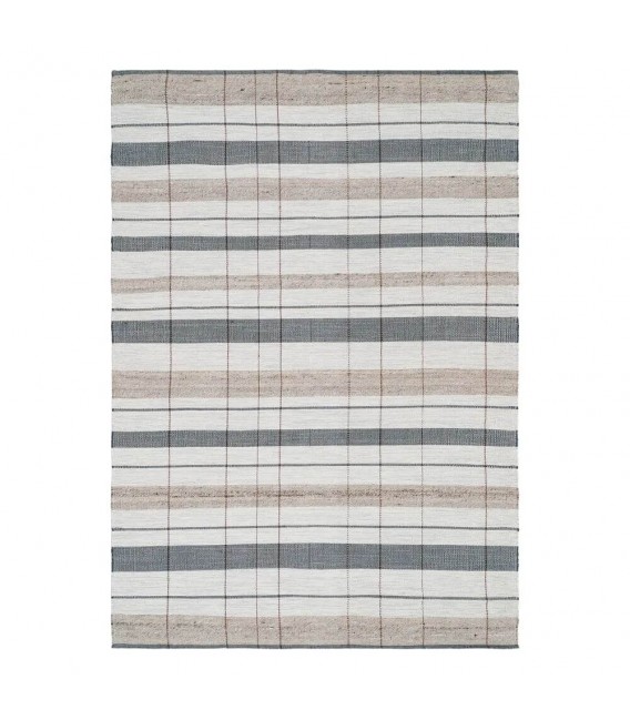 Alfombra grande boho de lana y algodón en gris topo y blanco roto