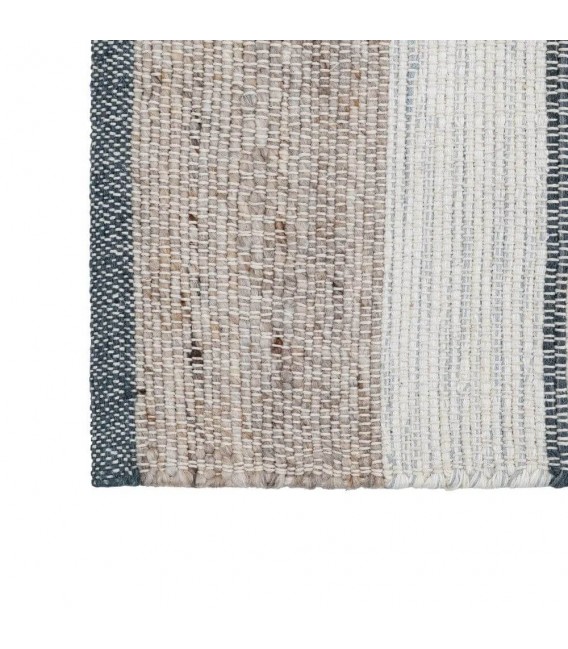 Alfombra grande boho de lana y algodón en gris topo y blanco roto 3