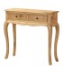 Consola pequeña con 2 cajones de madera natural y bronce
