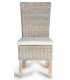 Set 2 sillas ratán trenzado  patinado blanco cojín de asiento 1