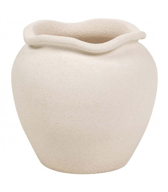 Macetero de cerámica blanca, acabado texturado, estilo ibicenco