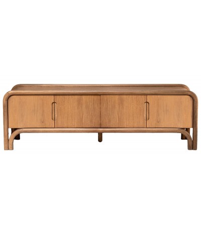 Mueble de TV de madera maciza de mango con 4 puertas acabado natural