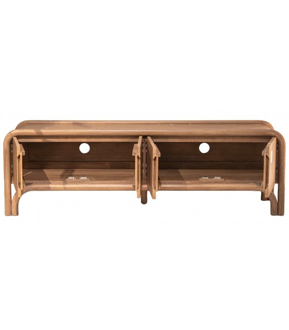 Mueble de TV de madera maciza de mango con 4 puertas acabado natural2