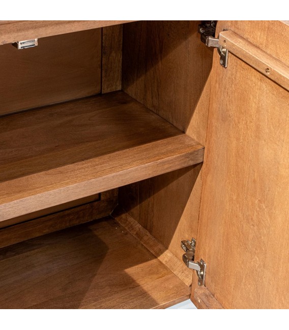 Mueble de TV de madera maciza de mango con 4 puertas acabado natural4