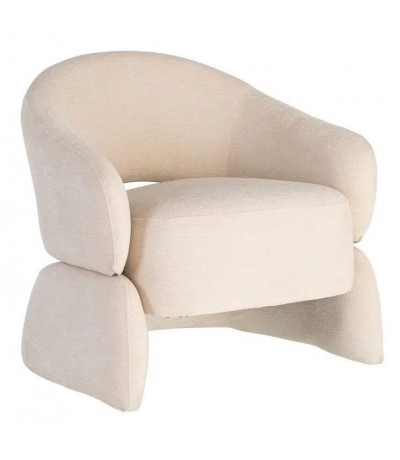 Butaca cómoda tapizada en tela aterciopelada de color beige