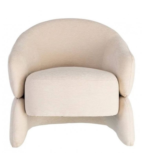 Butaca cómoda tapizada en tela aterciopelada de color beige 1