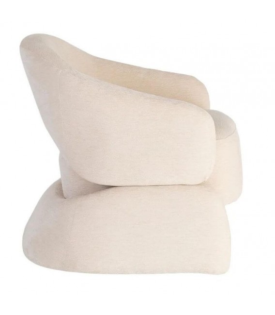 Butaca cómoda tapizada en tela aterciopelada de color beige 2