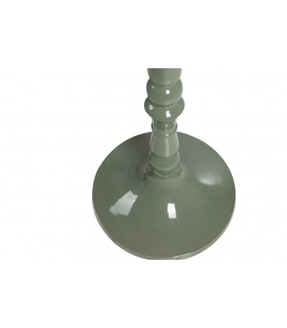 Lámpara de pie XL de lino verde y beige con flecos artesanales 4
