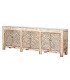 Aparador grande de madera boho con puertas decoradas a mano