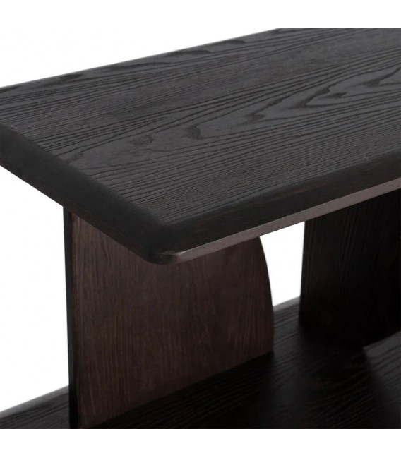 Estantería baja larga de madera maciza en acabado negro elegante 2