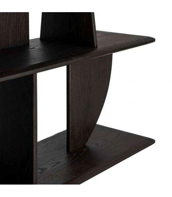 Estantería baja larga de madera maciza en acabado negro elegante 3