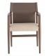 Sillón comedor beige con polipiel topo y acabado nogal moderno. 2