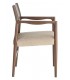 Sillón comedor beige con polipiel topo y acabado nogal moderno. 3