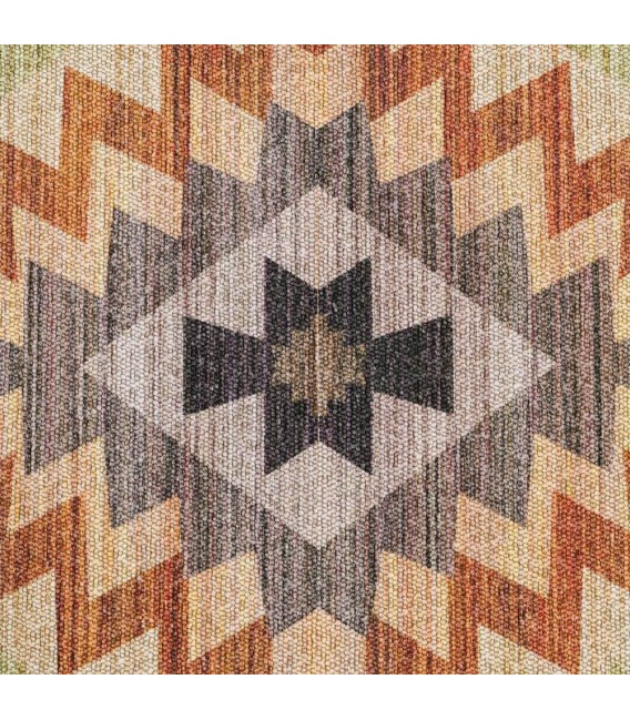 Alfombra étnica multicolor de poliéster en tonos suaves elegante. 3
