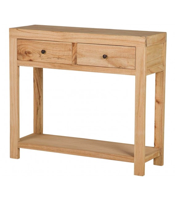 Consola de entrada de madera de mindi con 2 cajones boho. 1
