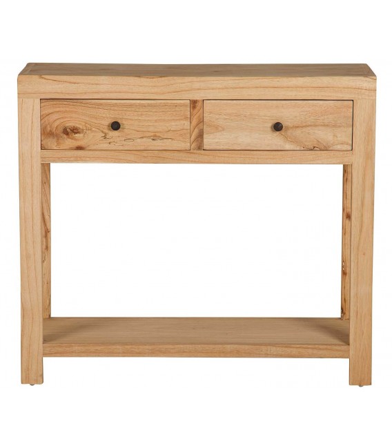 Consola de entrada de madera de mindi con 2 cajones boho. 2