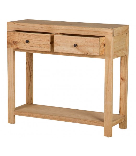 Consola de entrada de madera de mindi con 2 cajones boho. 3