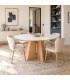 Mesa redonda con tapa cerámica mármol blanco y pie madera natural. Mdmhogar