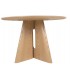 Mesa redonda con tapa cerámica mármol blanco y pie madera natural. 3